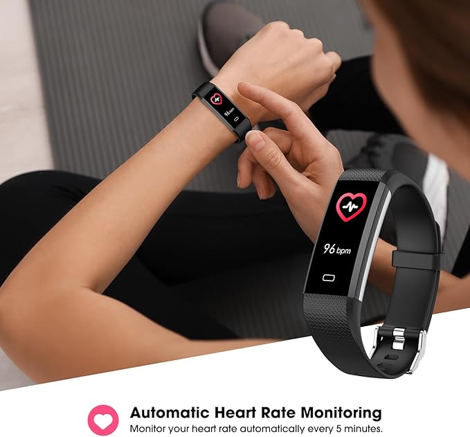 Fitness Tracker with Heart Rate Blood Oxygen Monitor, Activity Tracker Sleep Monitor Health Tracker, Smart Watch Pedometer Step Calories Counter, Fitness Watches for Men Women