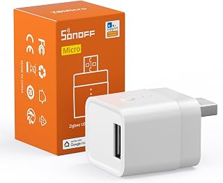 SONOFF Zigbee Smart USB Outlet, 5-22V DC Outlet Timer Smart Switch, Smart Home Devices Compatible with Alexa and Google Home, Zigbee Switch Wireless Support Fast Charging, USB 2.0 ZBMicro (1)