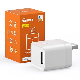 SONOFF Zigbee Smart USB Outlet, 5-22V DC Outlet Timer Smart Switch, Smart Home Devices Compatible with Alexa and Google Home, Zigbee Switch Wireless Support Fast Charging, USB 2.0 ZBMicro (1)