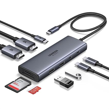 UGREEN USB C Docking Station Dual Monitor, 9-in-1 Aluminum Dock with 2xHDMI - Image 4
