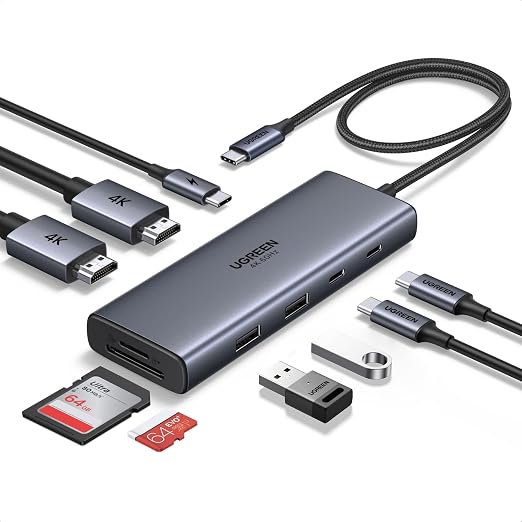 UGREEN USB C Docking Station Dual Monitor, 9-in-1 Aluminum Dock with 2xHDMI - Image 6