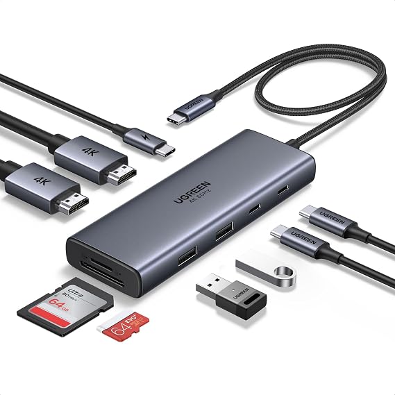 UGREEN USB C Docking Station Dual Monitor, 9-in-1 Aluminum Dock with 2xHDMI - Image 7