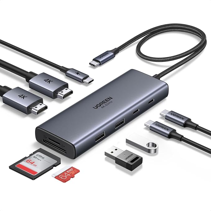 UGREEN USB C Docking Station Dual Monitor, 9-in-1 Aluminum Dock with 2xHDMI - Image 8