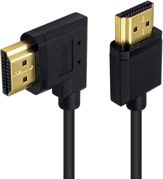 Duttek 4K Coiled Short HDMI Cable 1FT-4FT, Left Angled 90 Degree HDMI Male to Male Cable Extreme Thin/Samll for 3D and 4K Ultra HD TV Stick