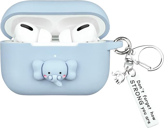 Wonhibo for Airpod Pro Case, Cute Kawaii Cover for Airpod Pro 2019 with Keychain for Women (Elephant)