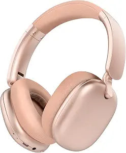 C6 Active Noise Cancelling Headphones, Wireless Over Ear Bluetooth Headphones, 60H Playtime, Lightweight Folding Comfort Fit Ear Cups Headset with Mic for iPad/PC/Home Rose Gold