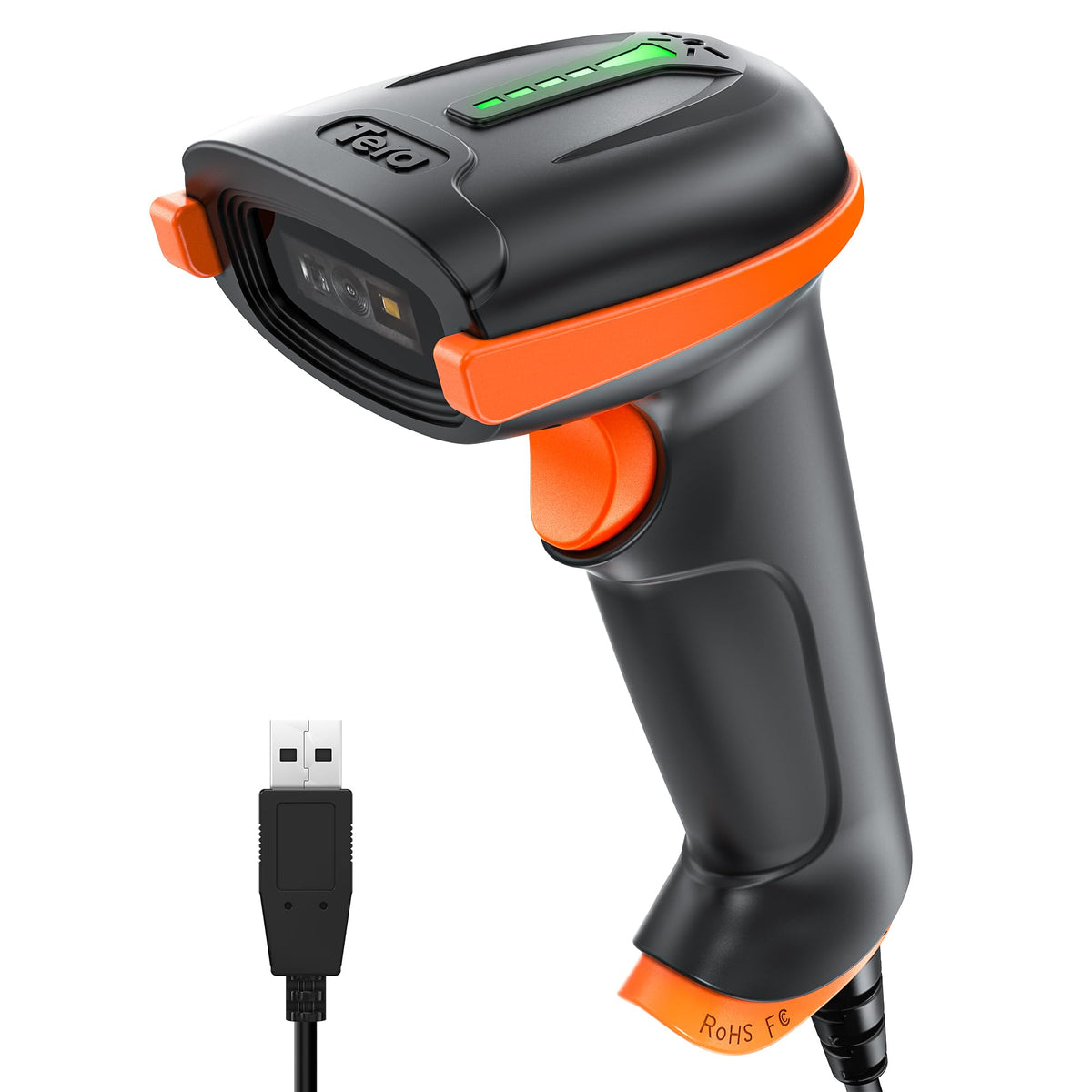 Tera Barcode Scanner 2D USB Wired: Ergonomic Handle Plug and Play, D5100Y