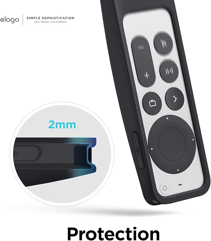 elago R5 Locator Case Compatible with 2022 Apple TV 4K Siri Remote 3rd Gen, 2021 2nd Gen and AirTag - Full Access to All Functions [Black]