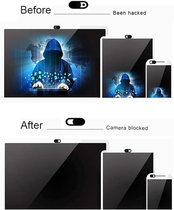 Laptop Camera Cover Slide, [12 Pack] Ultra-Thin Webcam Cover Compatible with MacBook,Laptop,PC,Computer,iMac,iPad, iPhone Cell Phone etc. 0.027in Thick Sliding Cover Web Blocker Black