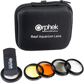 Orphek Coral Lens – Kit for All Smartphones – 4 Lens Included: Macro, CPL 37mm Polarized, 15,000k Orange, 20,000k Yellow – Universal Phone Clip – Lens Made of Glass – for Better Photography