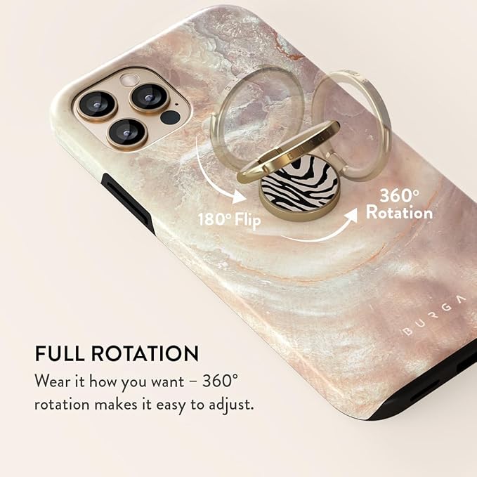 BURGA Cell Phone Ring, Holder Grip and Stand - Finger Phone Grip for Back of Smartphone Case, Kickstand 360 Rotation, Universal Ring for iPhone Samsung Galaxy Huawei Google Pixel, Stylish Accessories