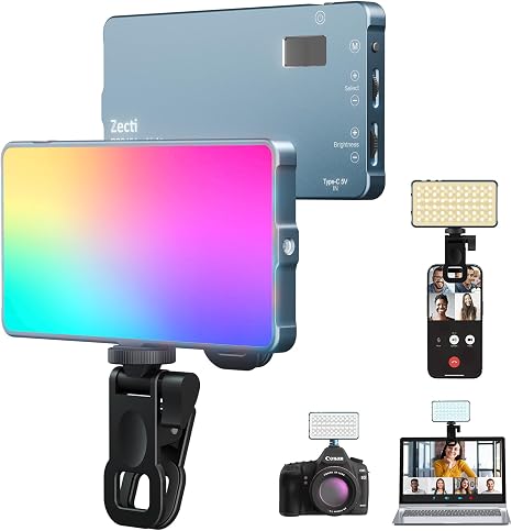 Zecti 135 LED Selfie Camera Phone Light with Metal Hotshoe & Clip