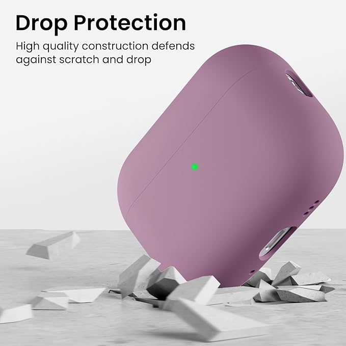 ORNARTO Compatible with AirPods Pro 3 Case 2025, Full Protective Hybrid Silicone for AirPods Pro 3rd Generation Case, Front LED Visible Skin Cover-Lilac Purple