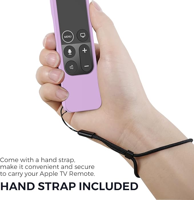 AhaStyle Protective Case for Apple TV Remote with AirTag Holder, Anti Slip Silicone Cover Compatible with 4K and HD [1st Generation] (Lavender)