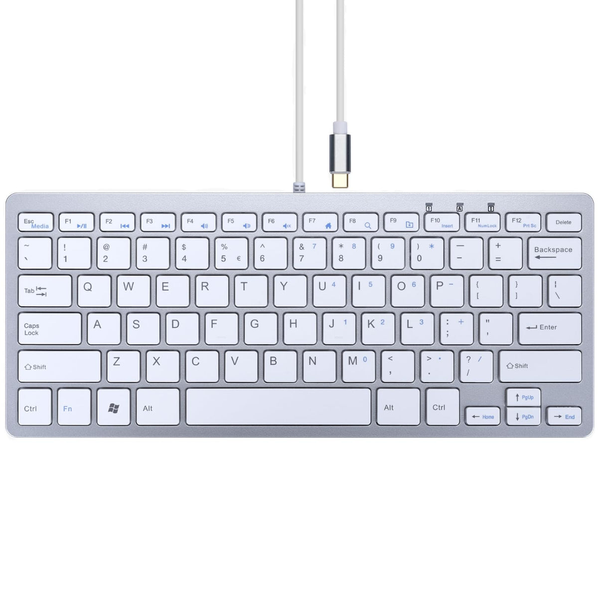 MCSaite Small USB C Keyboard - Plug & Play Compatible Wired Keyboard for Mac mini, MacBook Pro/Air, iMac, iPad, Windows, Chromebook with USBC Port - Compact & Mini USB Type C - Silver
