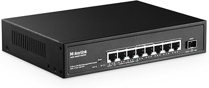 MokerLink 9-Port 2.5 Gigabit PoE Web-Managed Switch with 1 x 10G SFP Port, 8 x PoE IEEE802.3af/at, 120W, Managed Fanless Wall-Mountable Network Switch