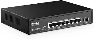 MokerLink 9-Port 2.5 Gigabit PoE Web-Managed Switch with 1 x 10G SFP Port, 8 x PoE IEEE802.3af/at, 120W, Managed Fanless Wall-Mountable Network Switch