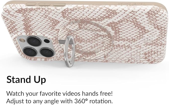 VELVET CAVIAR Compatible with MagSafe Phone Grip - Magnetic Ring Holder with Adjustable Stand - Removable MagSafe Accessories for iPhone 16, 15, 14, 13, 12 (Nude Python Snakeskin)