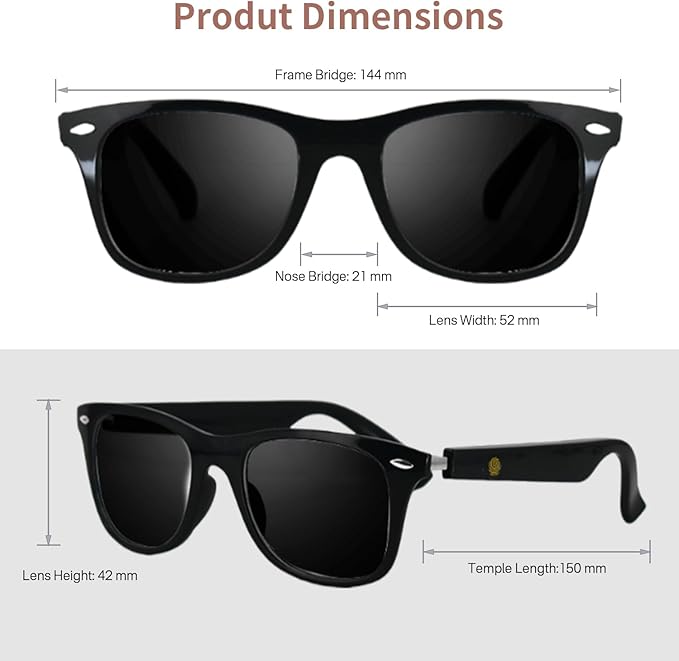 Smart Glasses for Men Women, Open Ear, UV Protection, Polarized Bluetooth Sunglasses with Mic Speakers, Touch & Voice Assistant Compatible - Up to 6 Hrs Battery, Smart Sunglasses for outdoor sports