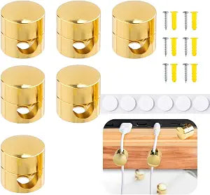 6 Sets Charger Cord Keeper Holder Stick on, Adhesive Cord Anchor,Gold