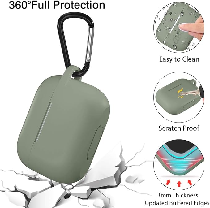 Lerobo Compatible with AirPods Pro Case Cover,Soft Silicone Protective Cases Cover Skin Designed for Apple AirPod Pro 2 Charging Case Women Men with Keychain Front LED Visible,Army Green