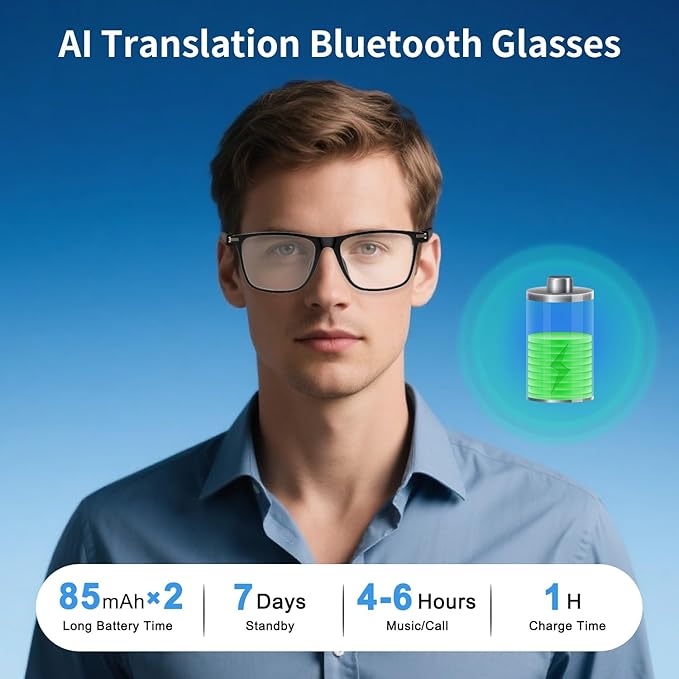 AI Smart Glasses, Support 160+ Languages, Real-Time Translation via APP, Wearable Tech Bluetooth Glasses with Speakers, Color-Change Lenses, AI Translation Glasses for Travel Meeting Trade