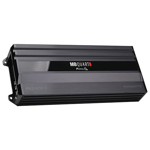 MB Quart Formula 900 Watt 1 Ohm Stable 5 Channel Full Range Class Q1 Car Audio Mobile Amplifier with Bass Remote, FA2-900.5, Black
