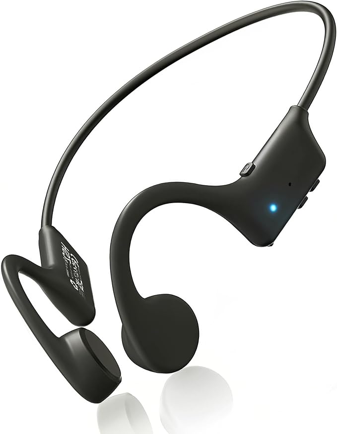 Open Ear Sport Bone Conduction Headphones Bluetooth Wireless with Mic, 12H Battery, Lightweight IPX5 Sweat Resistant Headphones for Running, Gym, Outdoor (Dark Ash Black)