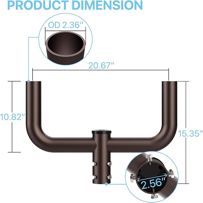 HYPERLITE Double Bullhorn Bracket for Parking Lot Light, 2 3/8" Bullhorn Bracket for 2 Lights, Durable Mounting Bracket Bullhead Tenon Adapter for LED Shoebox Area Light Street Pole Lights