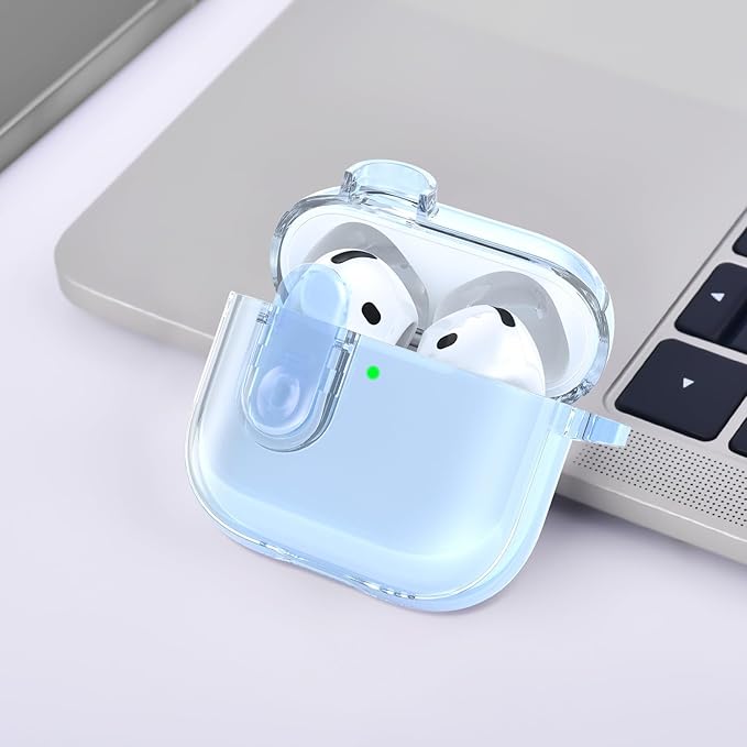 (with Safety Lock) Clear Case Compatible with Cute Apple Airpods 4 Cases 2024 Women, VISOOM Soft TPU Transparency Air pods 4 Gen Case iPods 4 Earbuds Case Girl Bling Keychain for Airpod iPod 4th Gen