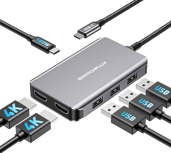 Laptop Docking Station Dual Monitor, USB C to Dual HDMI Adapter - Image 7