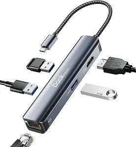 USB C Hub Ethernet, Dockteck 5-in-1 USB C to 4K HDMI Multiport Adapter