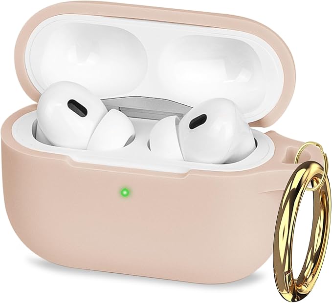 Case Compatible with AirPods Pro 3 Generation 2025 Cover with Keychain, Gawnock Skin Soft Cover for AirPods Pro 3 Case Full Protection,Front LED Visible, Tea