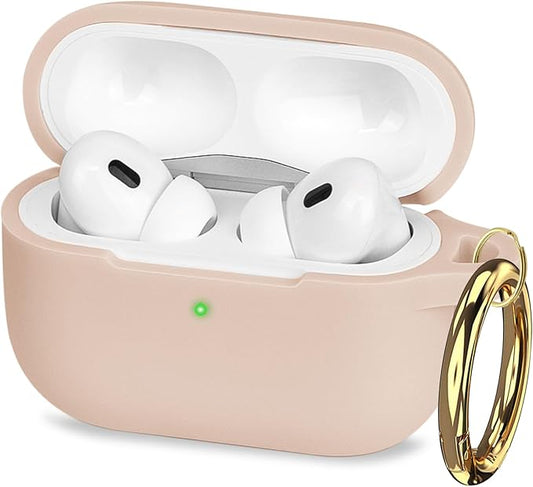 Case Compatible with AirPods Pro 3 Generation 2025 Cover with Keychain, Gawnock Skin Soft Cover for AirPods Pro 3 Case Full Protection,Front LED Visible, Tea