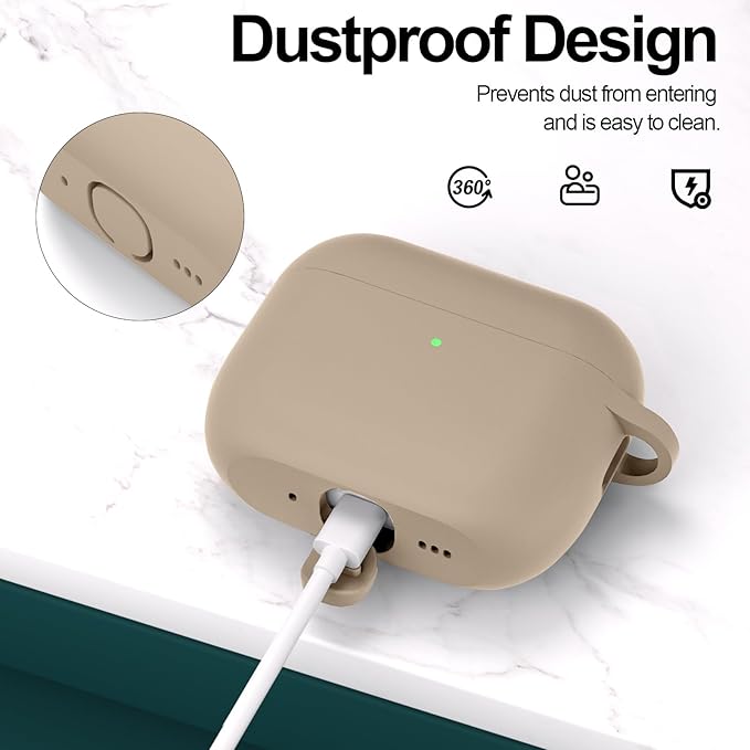 ATUAT for AirPods Pro 3 Case Cover with Cleaner, Protective Soft Silicone Skin with Keychain for Women Men for Apple AirPods Pro 3rd Generation Case(2025), Front LED Visible, Milk Tea