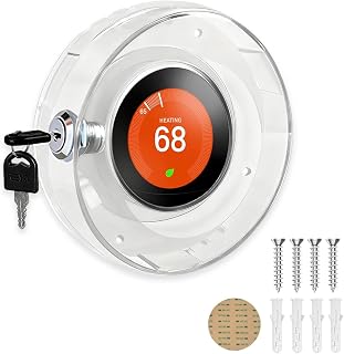 Round Thermostat Lock Case with Key, Upgraded,Thermostat Cover Universal, Thermostat Lock Case Clear, Electrical Safety Products, Fits Round Nest Thermostat(3.5x3.5x1.9 in) or Smaller