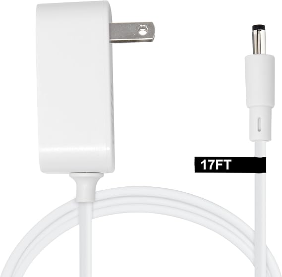 15W Extra Long Power Adapter Compatible with Amazon Echo Spot, Echo Dot (3rd, 4th & 5th Generation), Amazon Echo Pop, Amazon Echo Pop Kids (17-Foot)