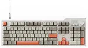 AJAZZ AK35I V3 104-Key Full Size Wired Gasket Mount Gaming Keyboard with Multimedia Buttons & Knob Control | Five Layer Pad | OEM Profile PBT Keycaps | White Backlit Custom Keyboard