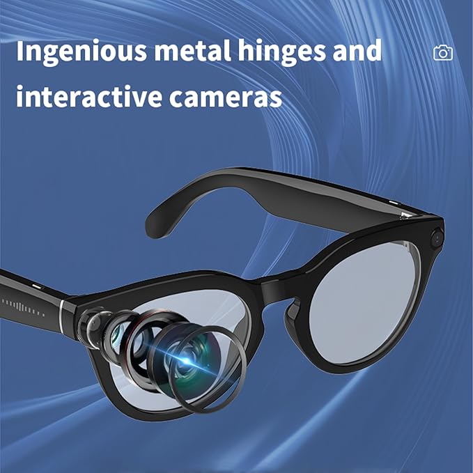 AI Bluetooth Smart Glasses with Camera, 1200P Video Recording Glasses, 8MP Anti-Shake Camera Glasses, Voice Assistant, Supports Photo/Video/Audio Recording, with AI Assistant & Real-Time Translation