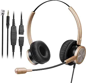 MAIRDI Phone Headset with RJ9 & 3.5mm Jacks for Call Center Deskphone Cell Phone PC Laptop, Office Landline Telephone Headset with Microphone Noise Canceling for Polycom Avaya Nortel