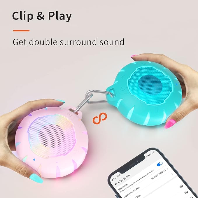 HEYSONG Waterproof Shower Bluetooth Speaker, Durable & Portable with Clear Sound, Ideal for Shower, Pool, Beach & Kayaking – Great Gift for Girls, Women