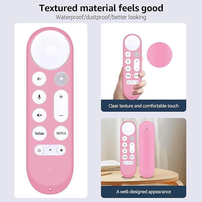 New Replacement Remote Control Cover Compatible for Google TV Streamer 4K TV GY3LE Voice Remote, Silicone Controller Case Sleeve (Glow-in-The-Dark，Pink)