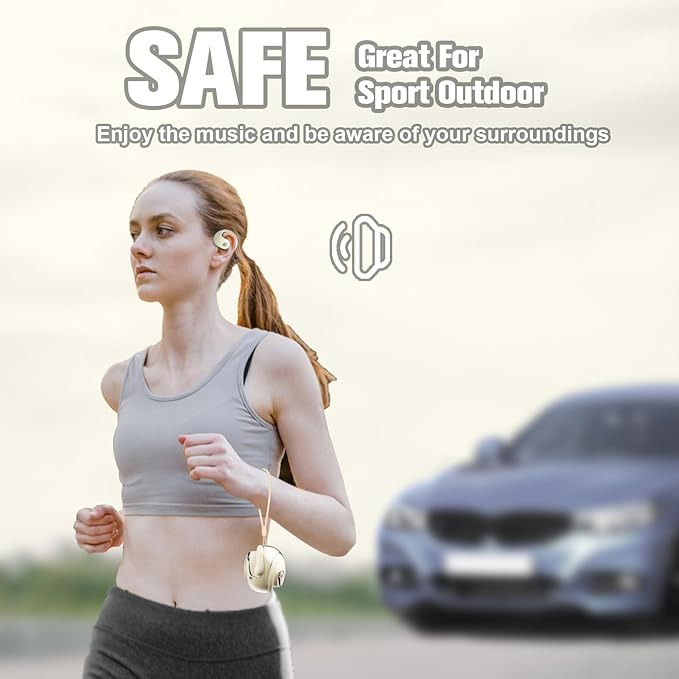 Out of Ear Open Ear Headphones Wireless Ear Hanging Bluetooth Headset, Air Bone Conduction Open Ear Earbuds, Skin Tone OWS Over the Ear Earbuds Open Ear Buds Not In Ear Outside the Ear Earphones