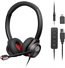 USB Headset with Microphone for PC, 3.5mm & USB A/Type C Wired Computer Headset, Corded PC Headphone with Noise Cancelling Mic, Office Headphones for Business Call Center Teams Laptop - Image 1
