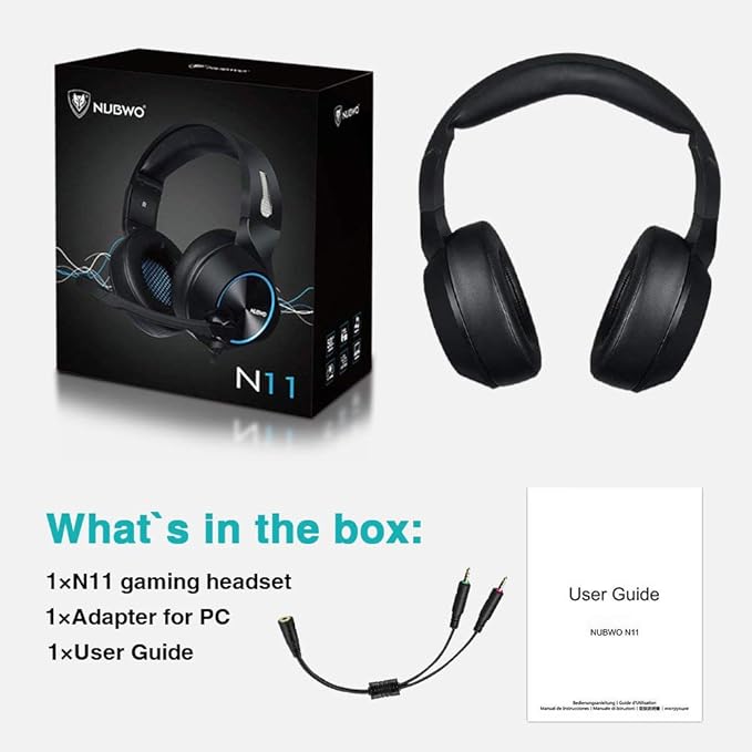 Gaming Headset with Mic for Xbox One PS4 PS5 PC Switch Tablet Smartphone, Headphones Stereo Over Ear Bass 3.5mm Microphone Noise Canceling 7 LED Light Soft Memory Earmuffs(Free Adapter)