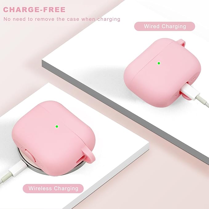 Compatible with AirPods Pro 3 Case Cover 2025, Silicone Protective Cover with Bracelet Keychain for Apple AirPods Pro 3rd Generation Wireless Earbuds (Pink)