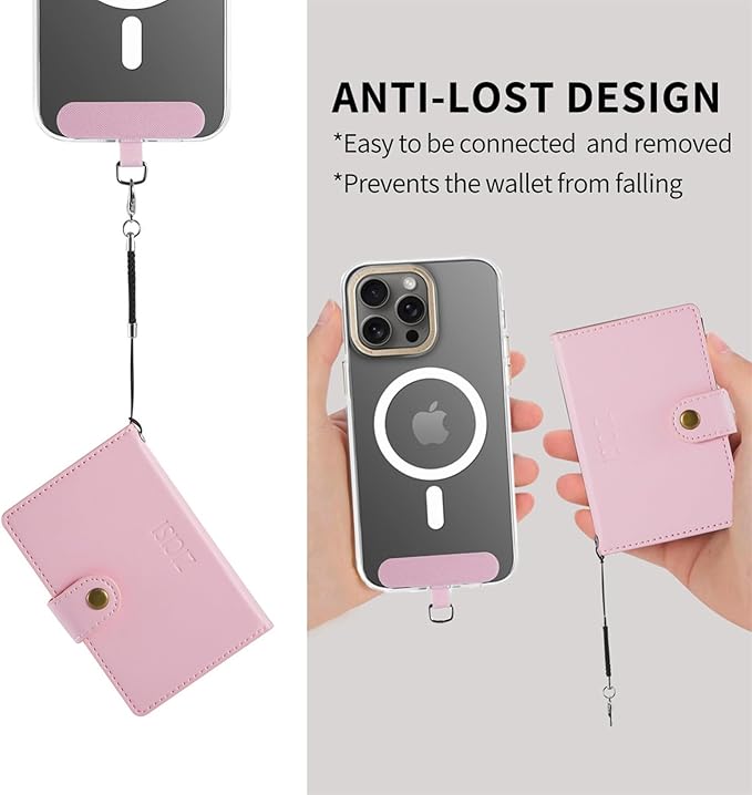 for Apple Magsafe Wallet,PU Leather Magnetic Wallet for iPhone 17/16/15/14/13/12 pro Max/Mini/plus,6 Card Holders with RFID Blocking (Light pink)