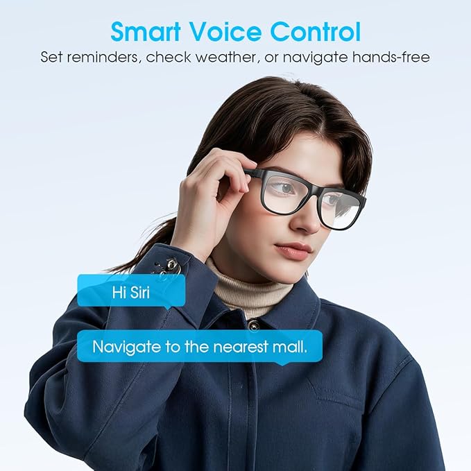 Bluetooth Smart Glasses,Blue Light Blocking Glasses for Men and Women ,Built-in Mic & Speakers,Smart Wireless Headphone Glasses for Office/Work Blue Light Filtering, Voice Control,Unisex