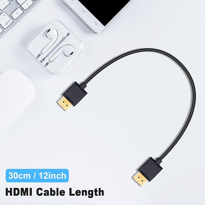 Duttek Ultra Thin HDMI Cable 1Feet, 4K Short HDMI Cable Male to Male for 3D and 4K Ultra HD TV Stick HDMI 2.0 Cord Extension Converter