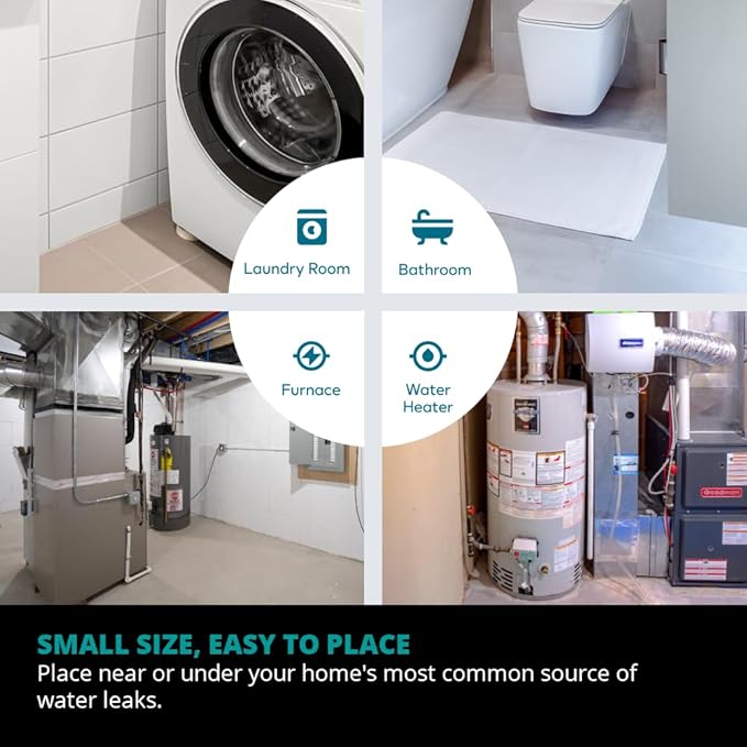 by Ezlo Water Sensor - Monitors Your Whole Home for Leaks - Detects Water Leaks in a Kitchen, Bathroom, Basement or Laundry Room - Zigbee